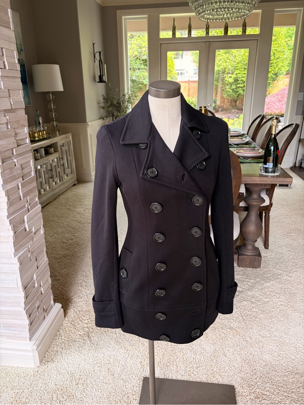 Bailey 44 Black Double-Breasted Pea Coat